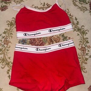 Champion Women's Red Sports Bra Set